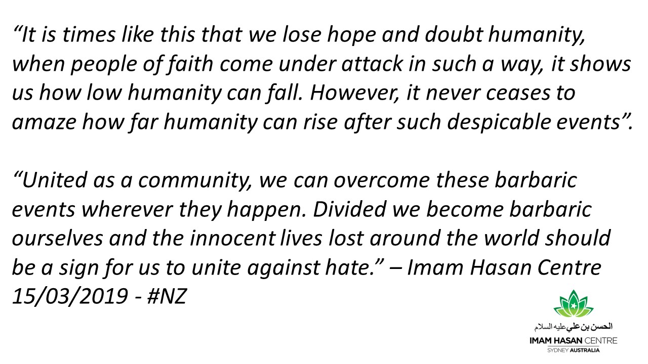 Statement of Support for NZ – 15/03/2019